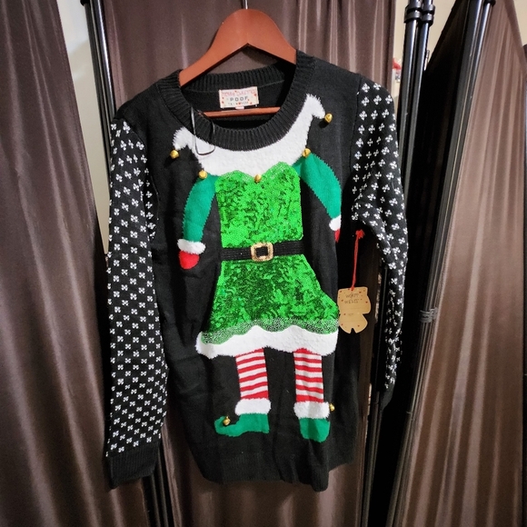 Merry Christmas POOF New York Elf ugly Sweater  but not ugly s, M new - Picture 2 of 13